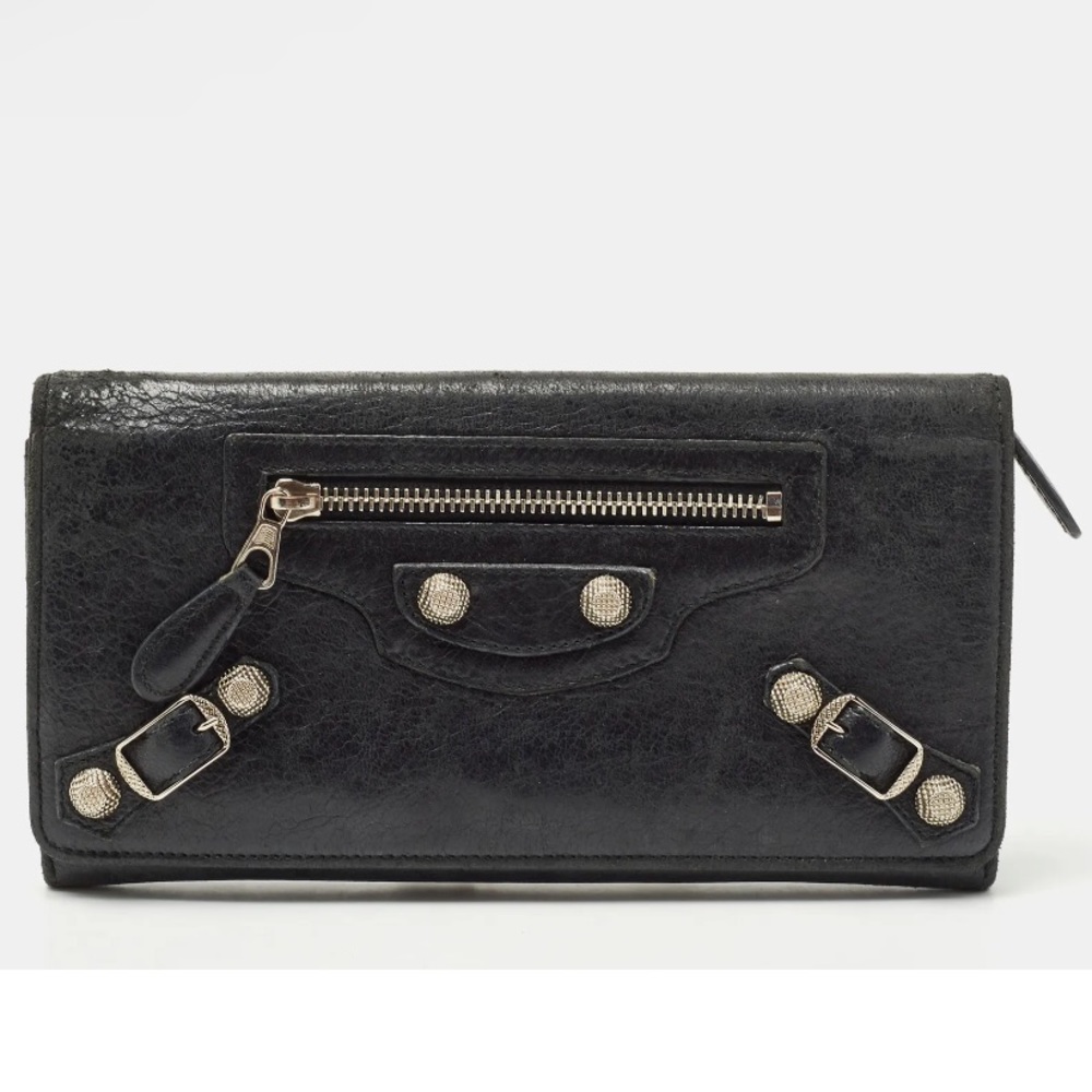 Balenciaga Black Leather Wallet, with generic silver chain included